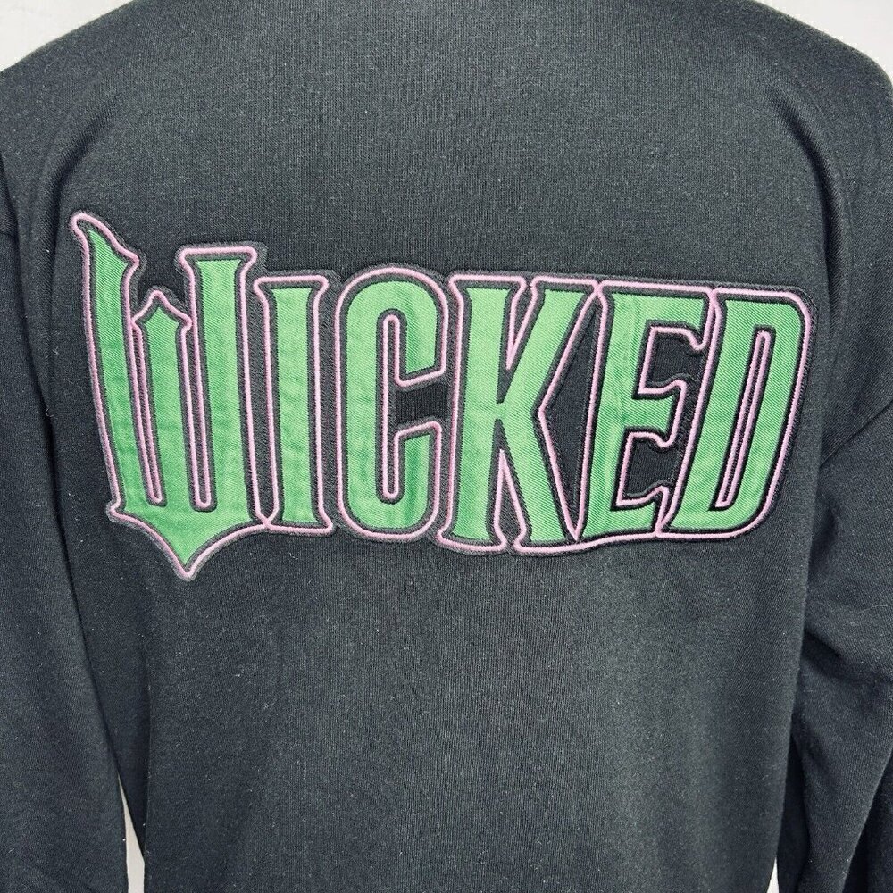 Wicked Movie Hoodie Sweatshirt Womens Sz S Full Zip Embroidery Black NWOT